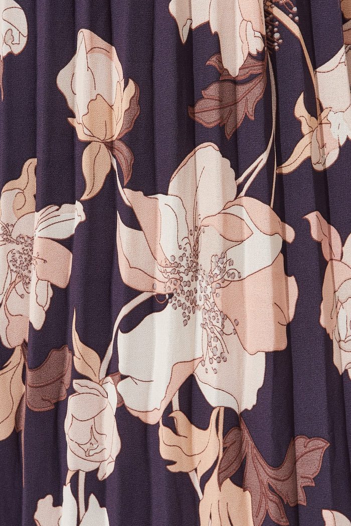 Navy with Blush Floral Chiffon