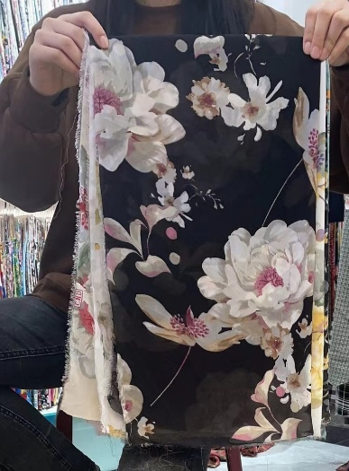 Black Floral Chiffon