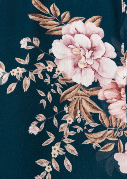 Teal With Blush Floral (Teal With Rose Floral)