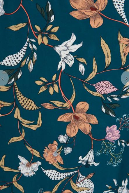 Teal With Apricot Floral