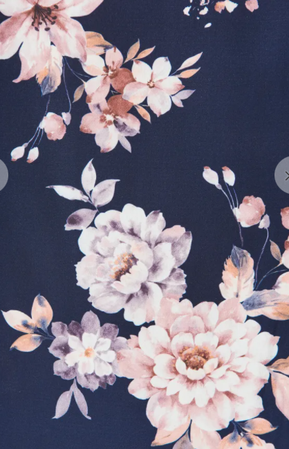 Navy With Peach Floral