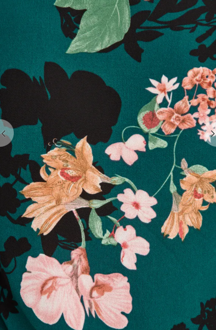 Green With Apricot Floral