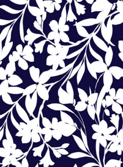 Navy with White Floral