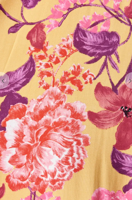 Mustard With Pink Floral