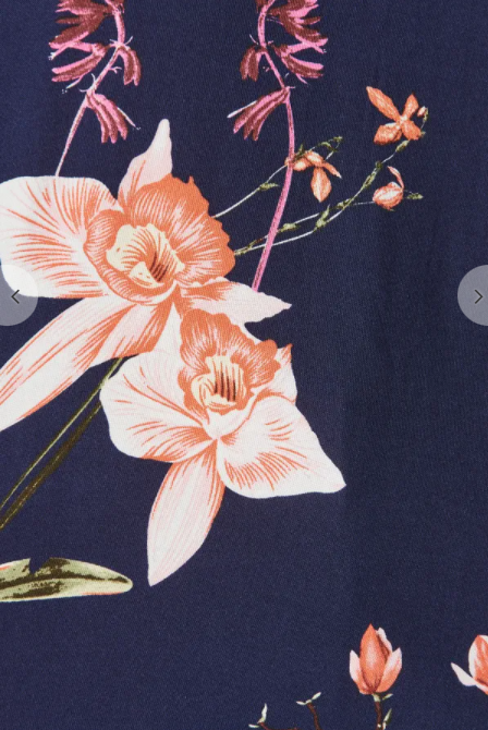 Navy With Apricot Floral