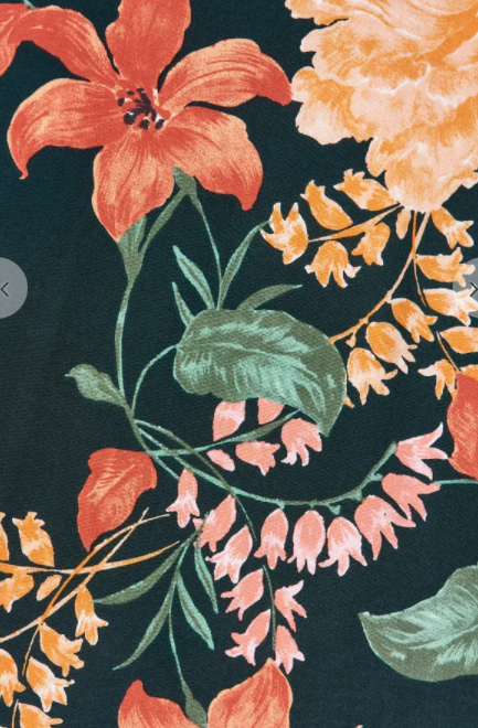 Emerald With Apricot Floral