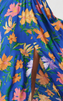 Blue With Orange Multi Floral
