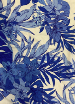 White with Cobalt Leaf Print