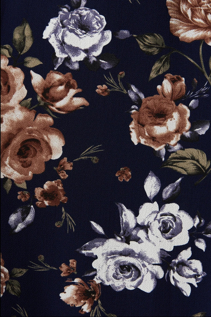 Navy Floral with Beige