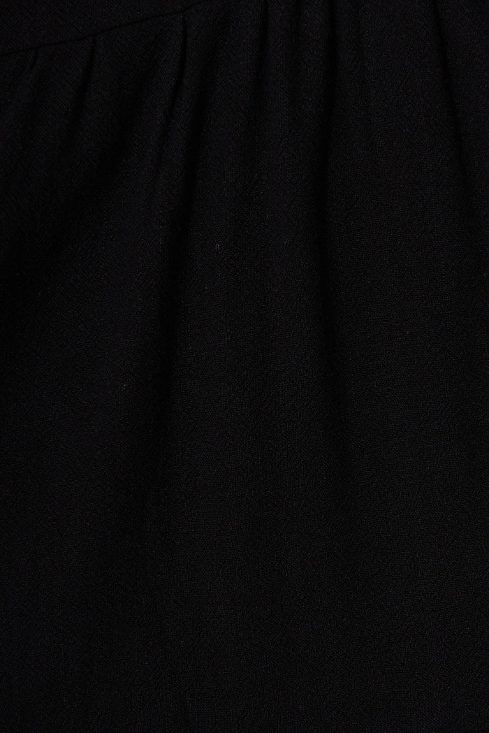 Trixie Tiered Smock Dress In Black Linen - fabric