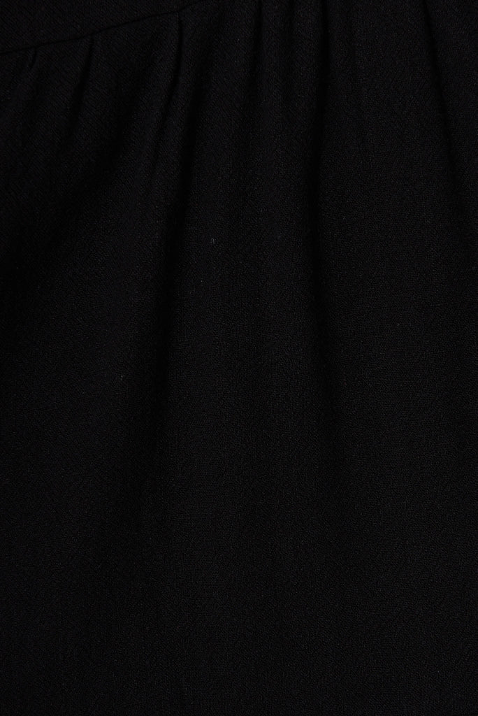 Trixie Tiered Smock Dress In Black Linen - fabric