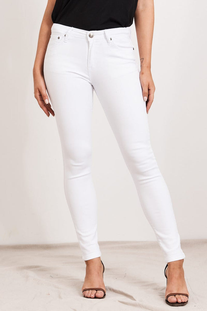 Brooklyn Mid Rise Jeans In White Denim - St Frock (Dev)