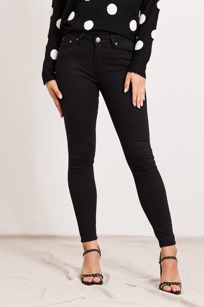 Brooklyn Mid Rise Jeans In Black Denim - St Frock (Dev)