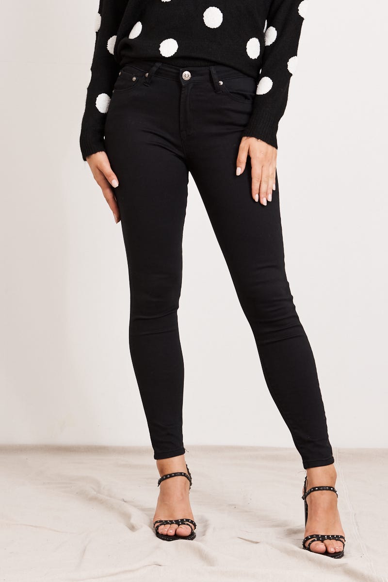Brooklyn Mid Rise Jeans In Black Denim - St Frock (Dev)