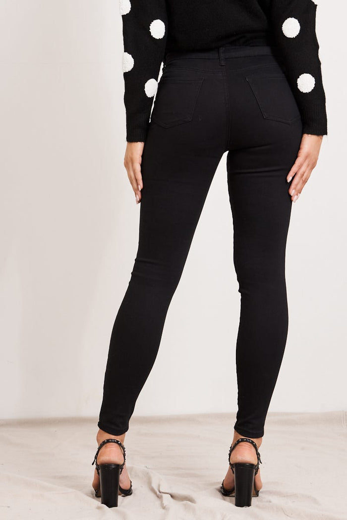 Brooklyn Mid Rise Jeans In Black Denim - St Frock (Dev)