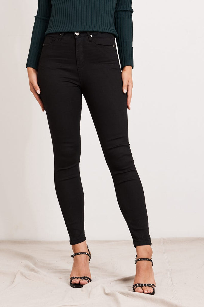 Piper High Rise Jeans In Black Denim