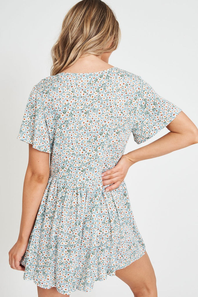 Anesty Playsuit in Sage with White Floral - St Frock (Dev)