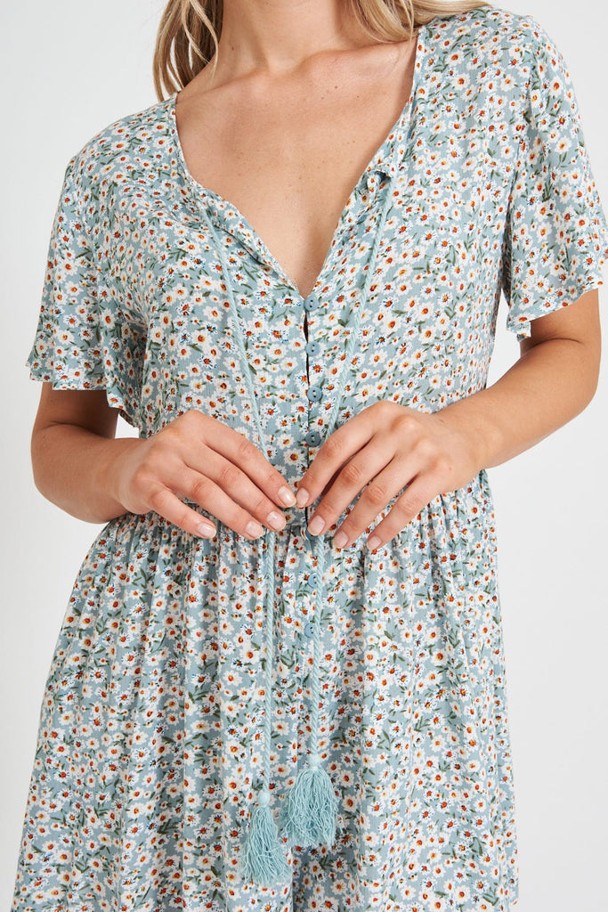 Anesty Playsuit in Sage with White Floral - St Frock (Dev)