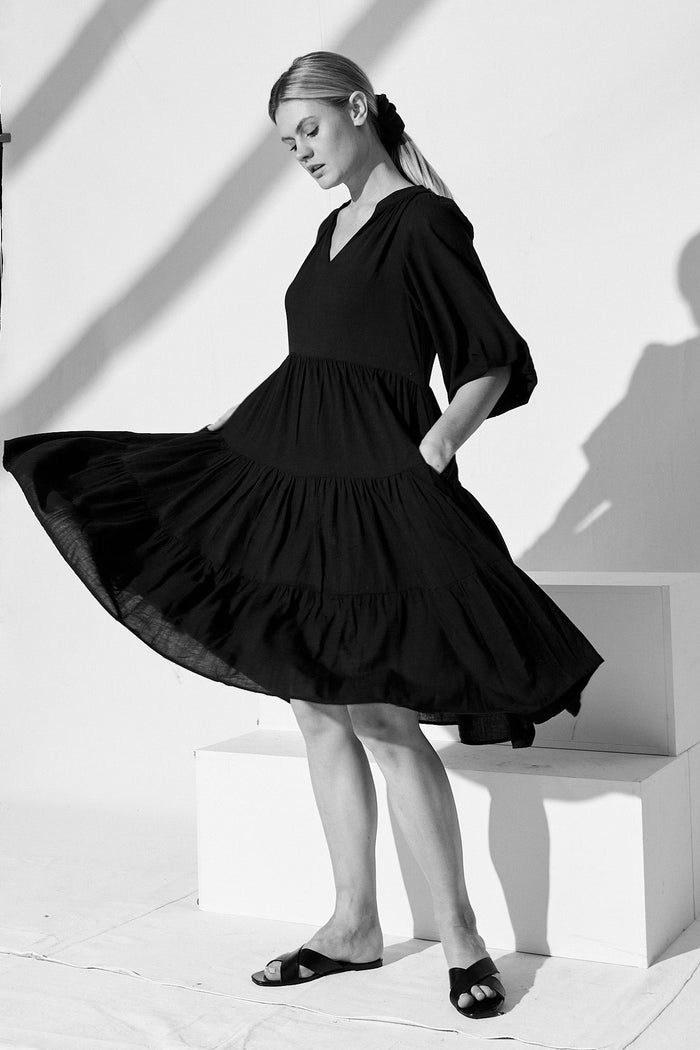 Kehlana Tiered Dress In Black