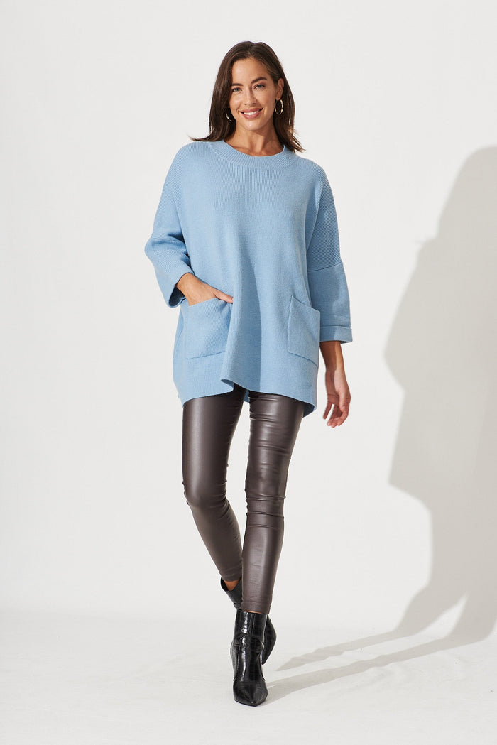Winterberry Knit In Blue Wool Blend - full length