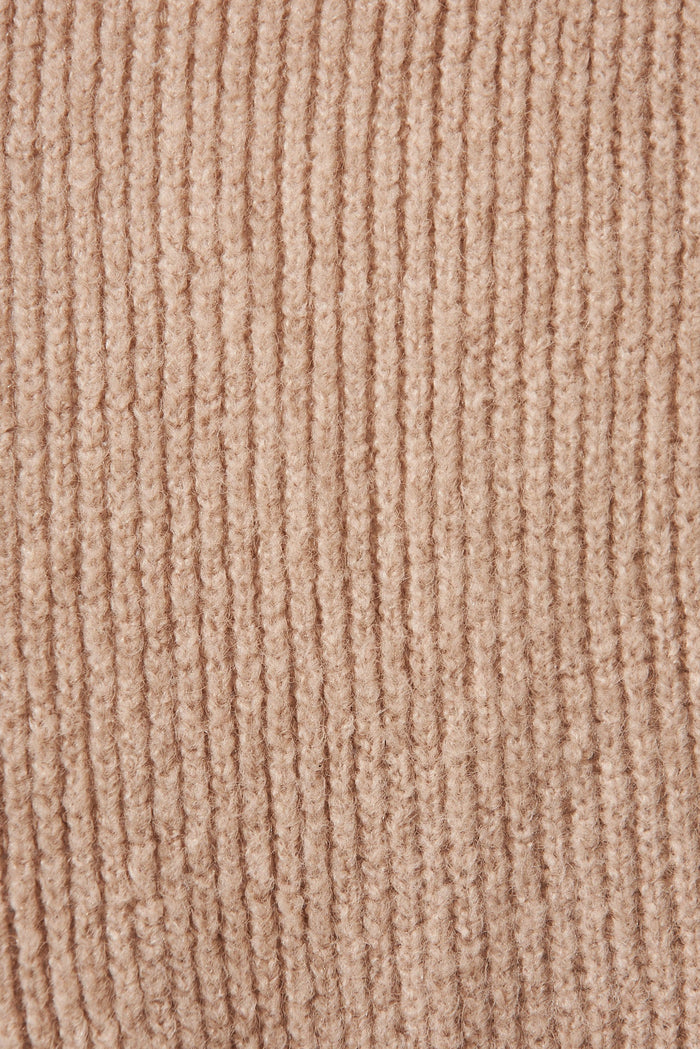 Minami Hood Cardigan In Camel Wool Blend - fabric