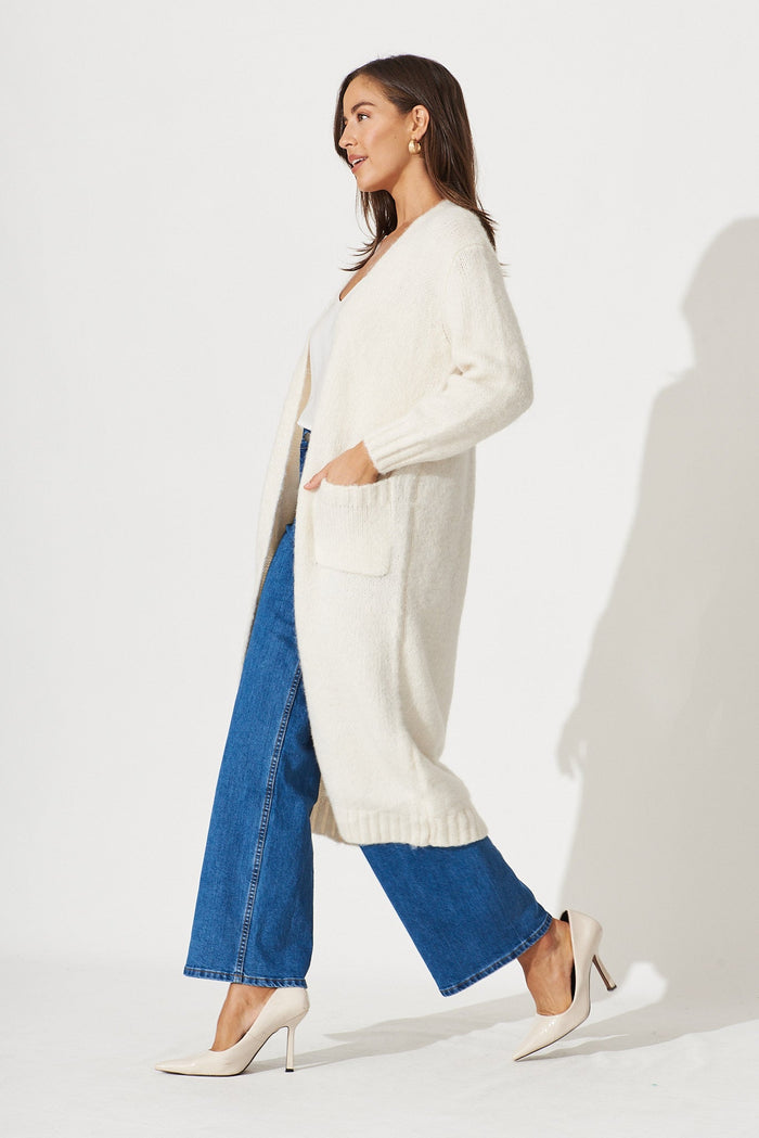 Minna Knit Cardigan In Beige Wool Blend - side