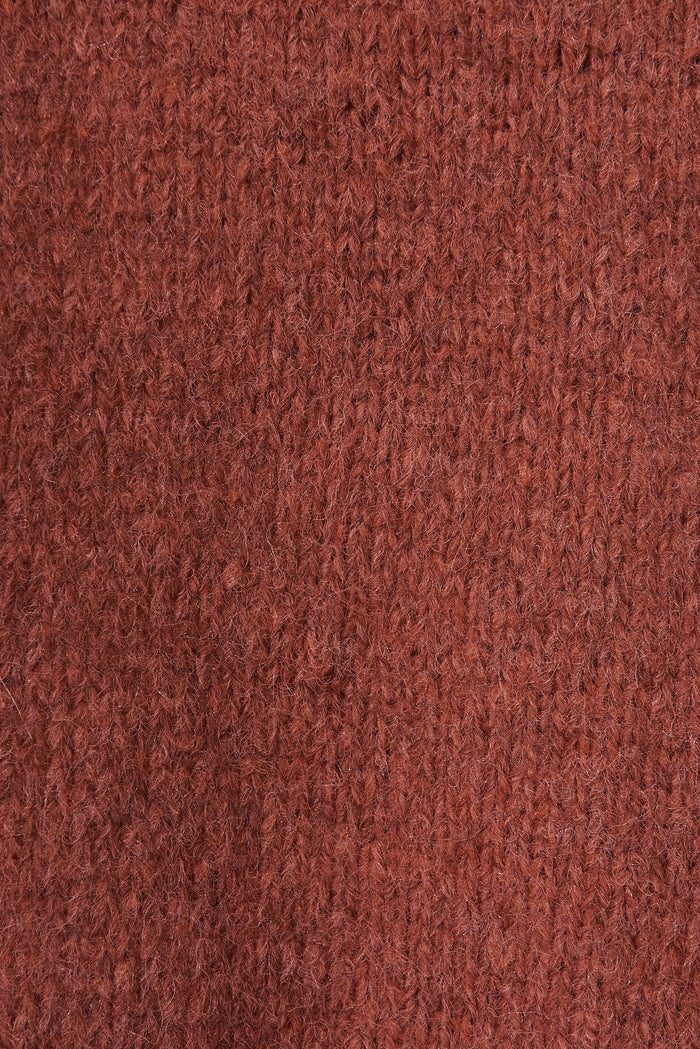 Minna Knit Cardigan In Rust Wool Blend - fabric