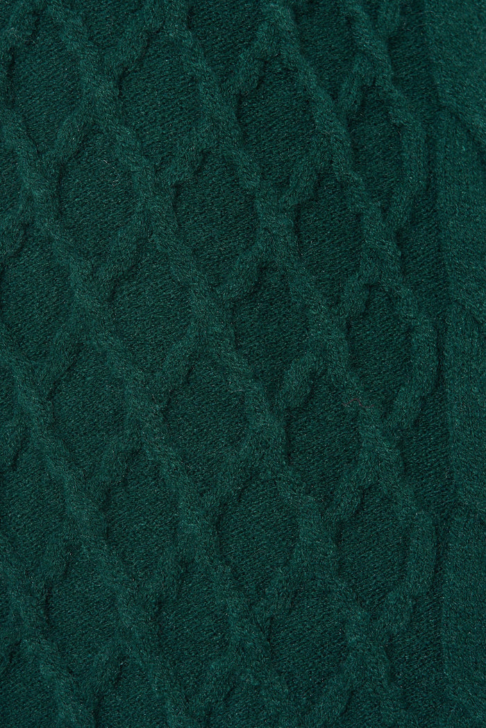 Moreton Knit Cardigan In Emerald Wool Blend - fabric