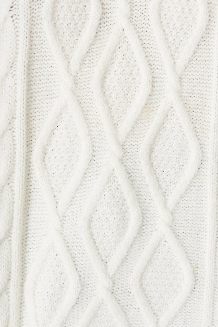 Ivana Cable Knit In Cream Wool Blend - fabric