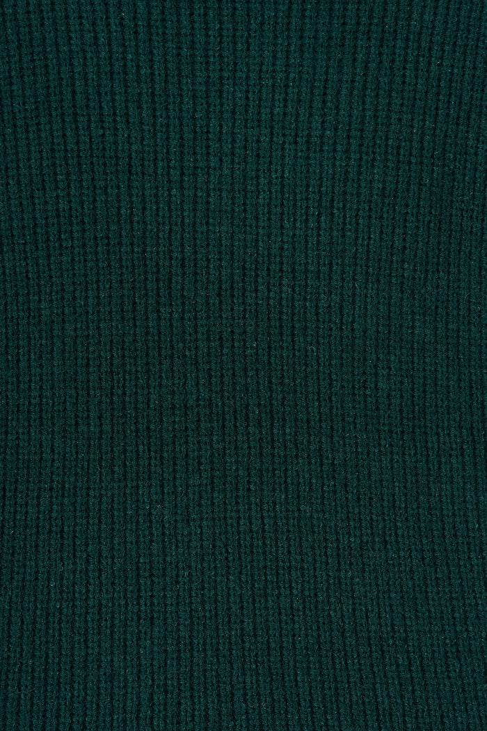 Anguilla Roll Neck Knit In Emerald Wool Blend - fabric