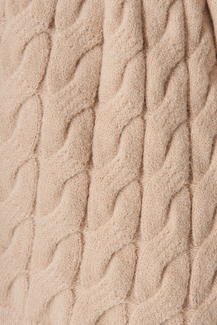 Fenlake Knit Cardigan Camel Wool Blend - fabric