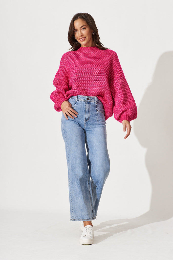 Euston Knit In Hot Pink Wool Blend - full length