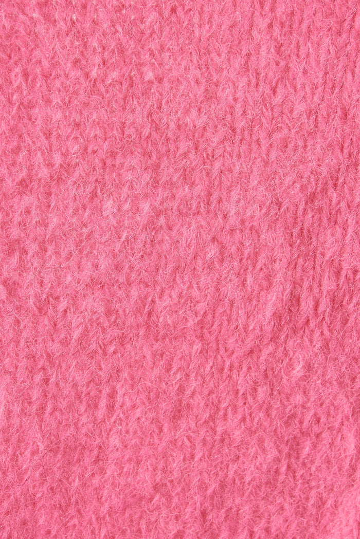 Hiroka Knit Cardigan In Candy Pink Wool Blend - fabric