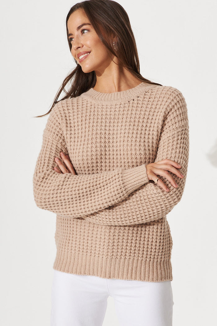 Sardinia Knit In Camel Wool Blend - front