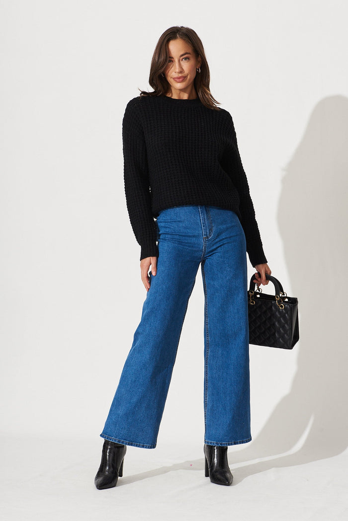 Sardinia Knit In Black Wool Blend - full length