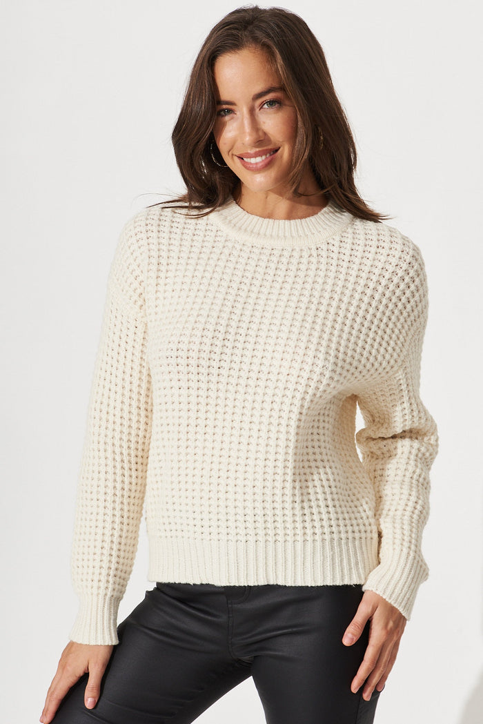 Sardinia Knit In Cream Wool Blend - front