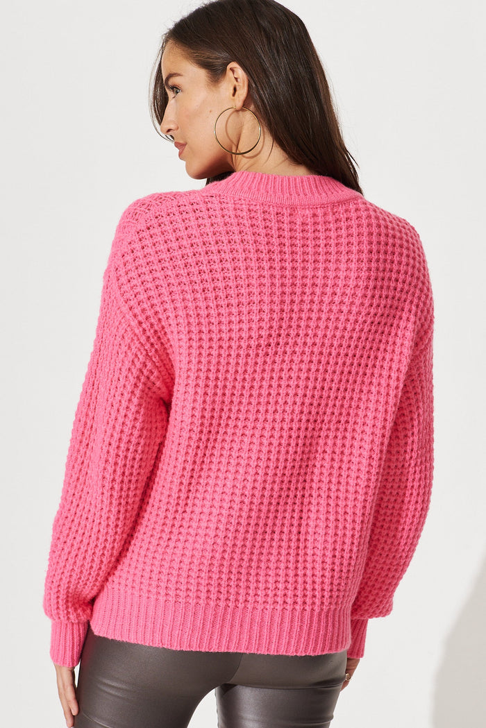 Sardinia Knit In Hot Pink Wool Blend - back