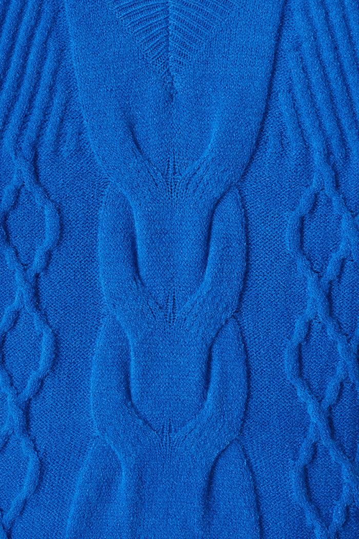 Perim Cable Knit In Blue Wool Blend - fabric