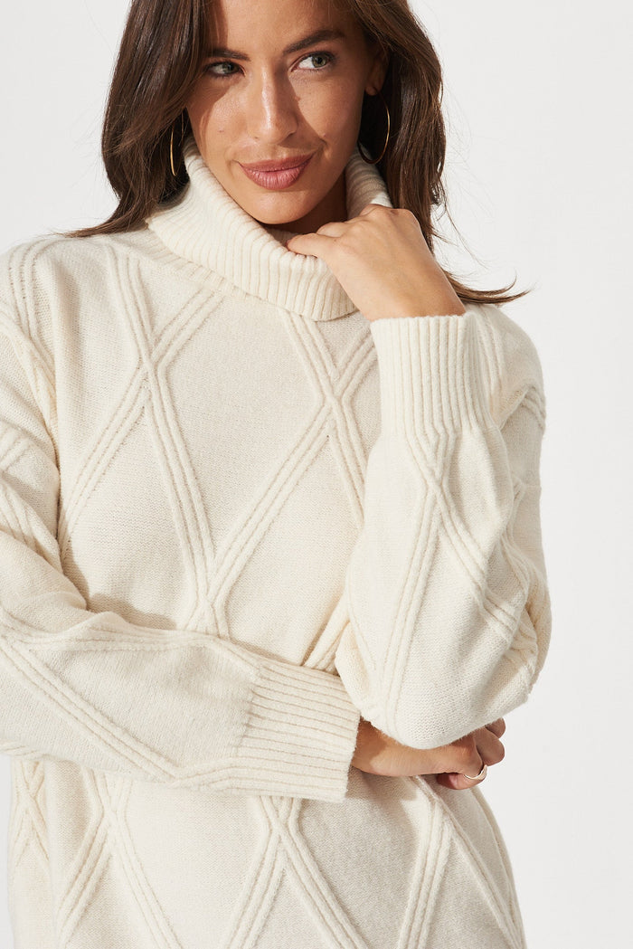 Millow Knit Dress In Beige Wool Blend - detail