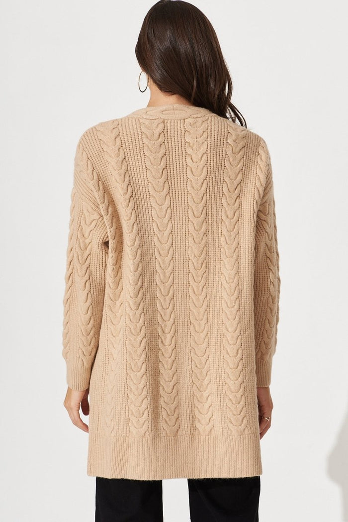 Cebu Knit Cardigan In Camel Wool Blend - St Frock (Dev)