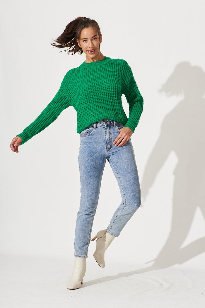 Sardinia Knit In Green Wool Blend - full length