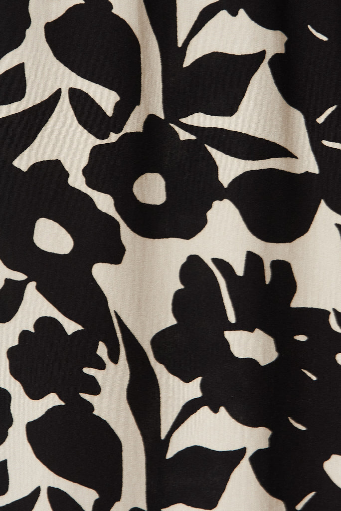 Rival Zip Dress In Black With Cream Floral - fabric