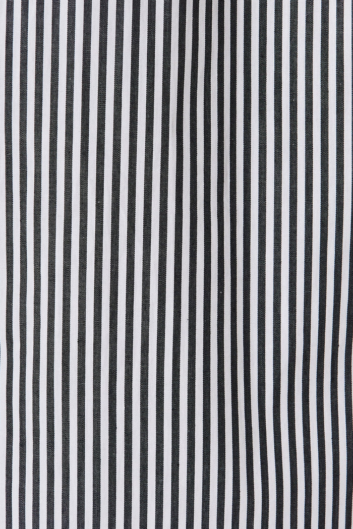 Rival Zip Dress In Black With White Stripe Cotton - fabric
