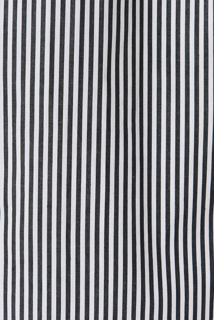 Rival Zip Dress In Black With White Stripe Cotton - fabric
