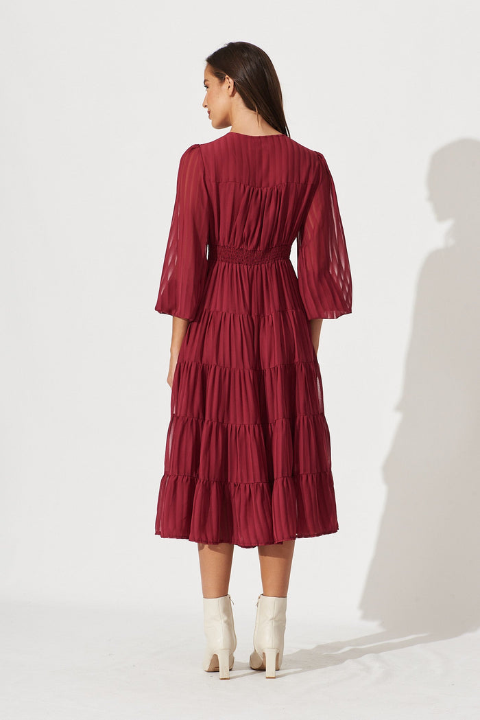 Modical Midi Dress In Berry Chiffon - back