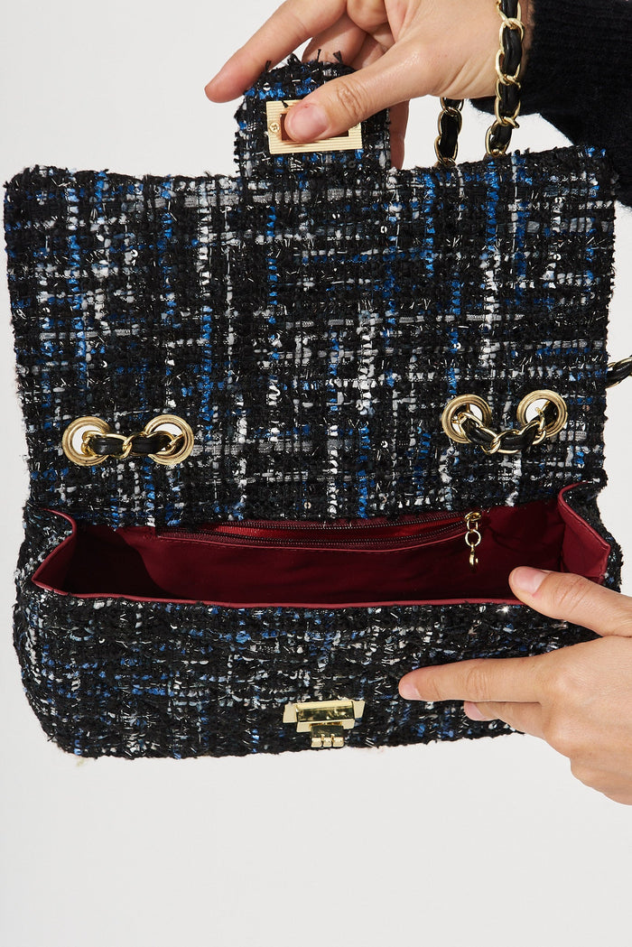 August + Delilah Louise Bag In Navy And Black Tweed - detail