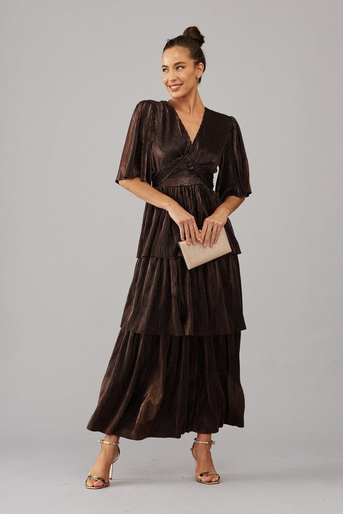 Carnation Maxi Dress In Bronze Lurex - St Frock (Dev)