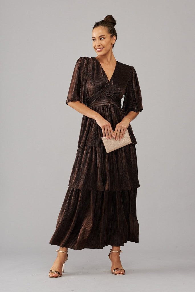 Carnation Maxi Dress In Bronze Lurex - St Frock (Dev)