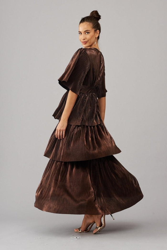 Carnation Maxi Dress In Bronze Lurex - St Frock (Dev)