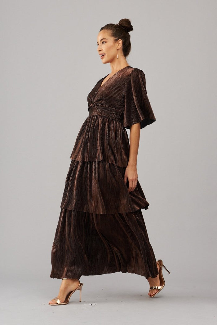 Carnation Maxi Dress In Bronze Lurex - St Frock (Dev)